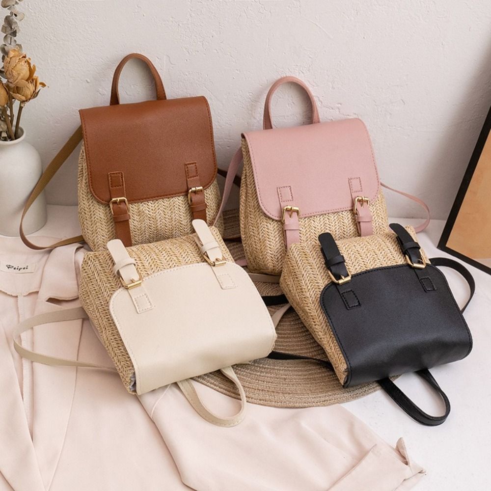 Leather Backpack Vintage - Trendy PU lederen stro rugzak Retro