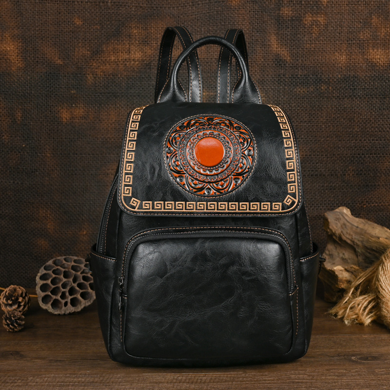 Leather Backpack Vintage - Johnature 2026 Nieuwe vintage handgemaakte leren