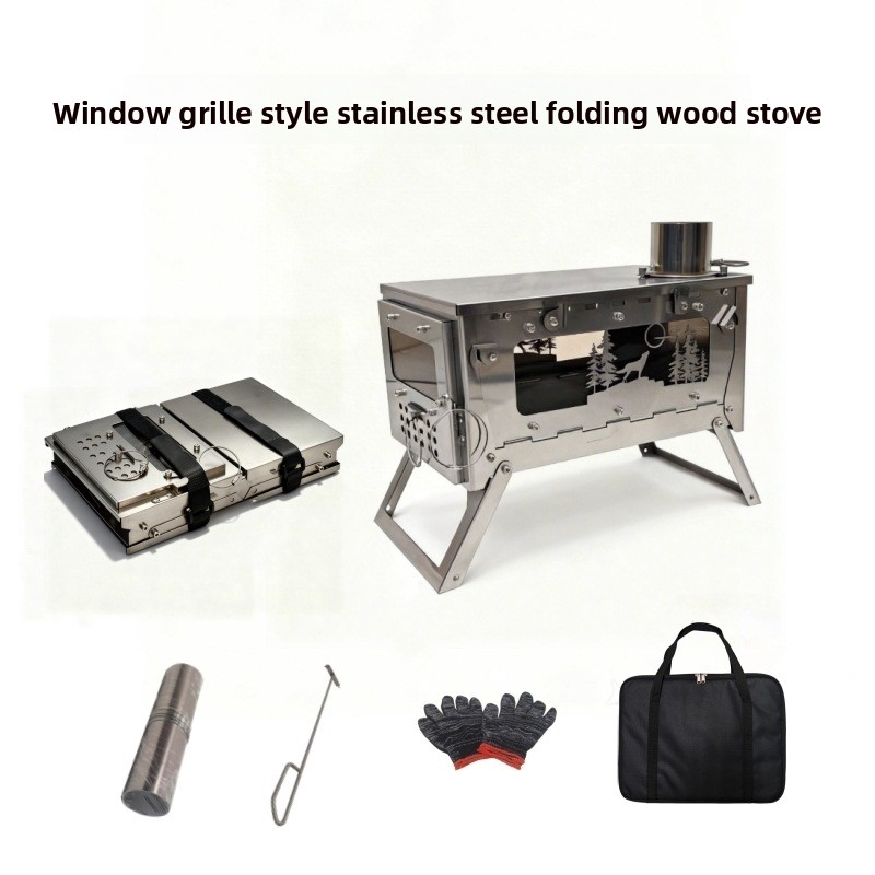 Foldable Backpack Small - Roestvrijstalen opvouwbare draagbare houtkachel BBQ-grill voor