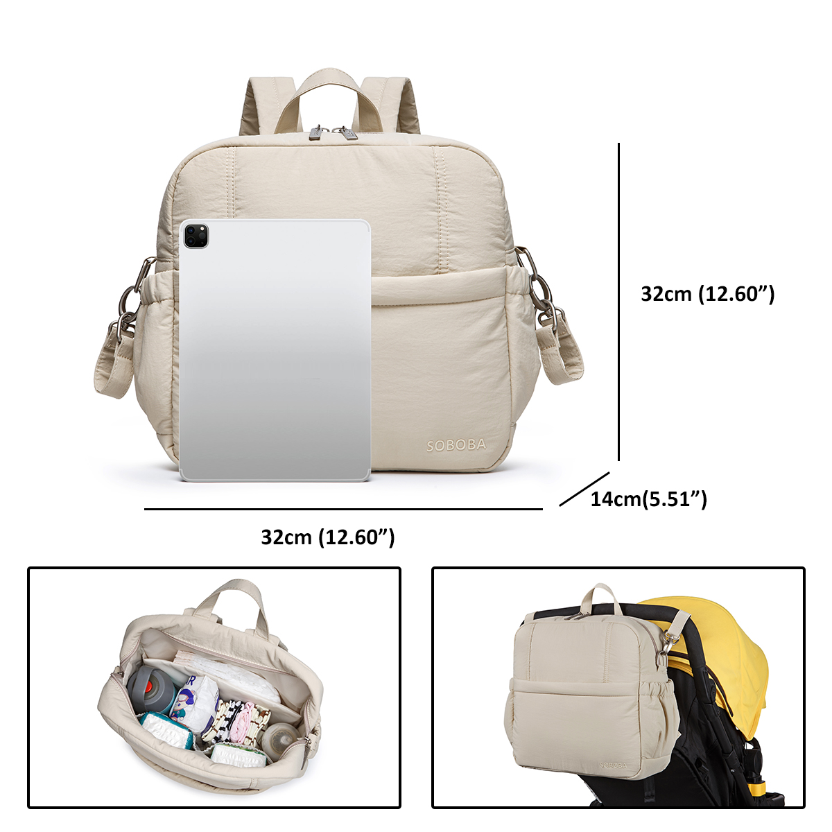 Soboba luiertas met grote capa - Backpack Diaper Bag recensie en prijs